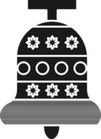 cascabeleo campana icono en negro y blanco color. vector