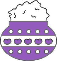 Violet And White Powder Gulal Color In Mud Pot Icon. vector