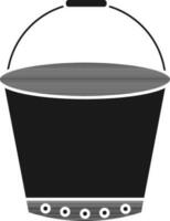 Bucket Icon In Black And White Color. vector