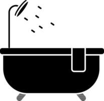 Isolated Bathtub Icon In Black And White Color. vector