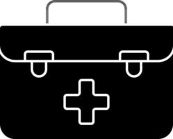 black and white First Aid Box Icon Or Symbol. vector