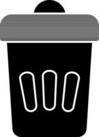 Dustbin Or Trash Icon In Black And White Color. vector