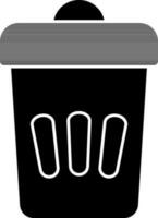 Dustbin Or Trash Icon In Black And White Color. vector