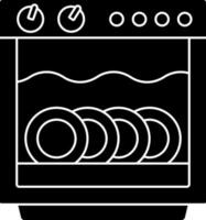 ilustración de lavavajillas icono en negro y blanco color. vector