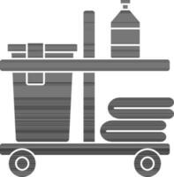 Janitor Or Cleaning Cart Icon In black and white Color. vector