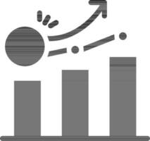 Black And White Financial Growing Graph Icon. vector