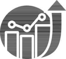 Growth Chart Icon In Black And White Color. vector