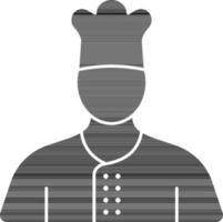Faceless Chef Cartoon Icon In black and white Color. vector