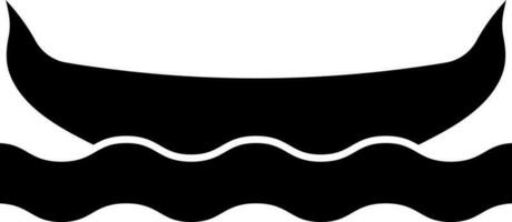 Gondola On Wave Icon In Black Color. vector