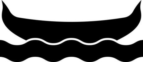 Gondola On Wave Icon In Black Color. vector