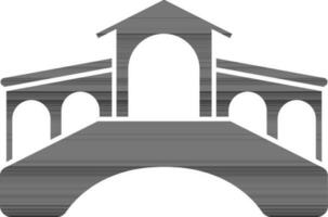 Rialto Bridge Flat Icon In black and white Color. vector