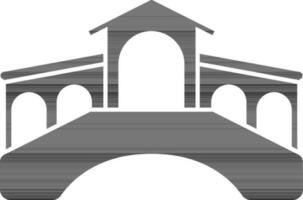 rialto puente plano icono en negro y blanco color. vector