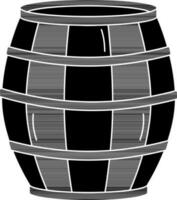 Wooden Barrel Icon In black and white Color. vector