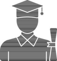 Faceless Graduate Boy Holding Diploma Glyph Icon. vector