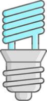 Cyan And Gray Twisted CFL Bulb Compact Fluorescent Light Icon. vector