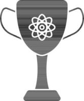 Atomic Structure On Trophy Cup Icon In Black And White Color. vector