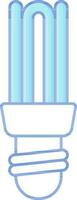 Blue And White CFLCompact Fluorescent Light Bulb Icon. vector