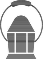 black and white Illustration of Lantern or Lamp Icon. vector