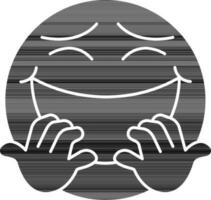 ilustración de riendo cara emoji icono en negro y blanco color. vector