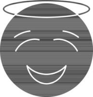 negro y blanco sonriente aureola emoji icono o símbolo. vector