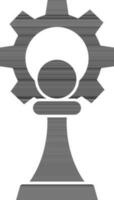 Pawn And Cogwheel Icon In black and white Color. vector