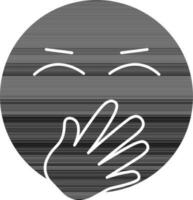 mano terminado boca emoji icono en negro y blanco color. vector