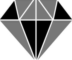 Flat Style Diamond Icon In black and white Color. vector