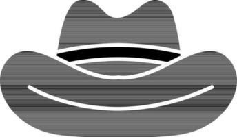 plano estilo fedora sombrero icono en negro y blanco color. vector