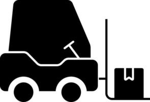 Forklift With Parcel Icon In black and white Color. vector