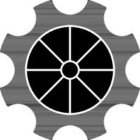 engranaje rueda icono en negro y blanco color. vector