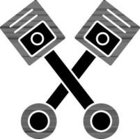 Crossed Piston Icon In black and white Color. vector