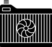 radiador ventilador icono en negro y blanco color. vector