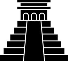 black and white Illustration Of Chichen Itza Flat Icon. vector