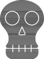 Flat Human Skull Icon In Black And White Color. vector