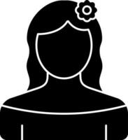 Flower In Hair Woman Cartoon Glyph Icon. vector