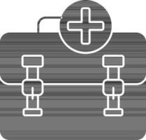 First Aid Kit Icon In Black And White Color. vector