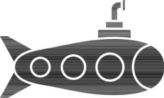 Submarine Icon In Black And White Color. vector