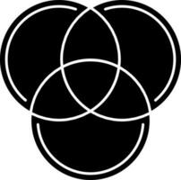 Intersection of Three Circle Icon In Black And White Color. vector