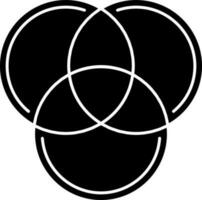 Intersection of Three Circle Icon In Black And White Color. vector