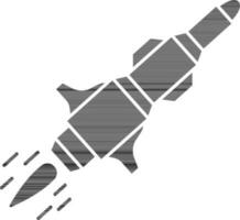 black and white Missile Icon in Flat Style. vector