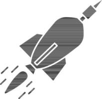 Isolated Glyph Missile or Rocket Icon in Flat Style. vector