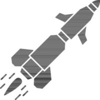 Illustration of Missile Icon in Black And White Color. vector