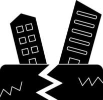 black and white Earthquake Icon in Flat Style. vector