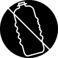 Stop Using Plastic Bottle Icon In black and white Color. vector