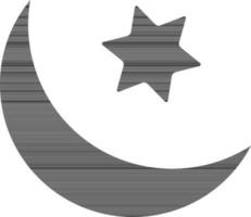 Islamic Crescent Moon And Star Icon In Glyph Style. vector