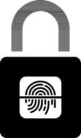 Fingerprint scanner lock glyph icon or symbol. vector