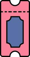 Ticket Icon In Blue And Pink Color. vector