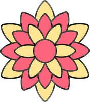 Beautiful Flower Icon In Yellow And Red Color. vector
