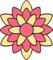 Beautiful Flower Icon In Yellow And Red Color. vector