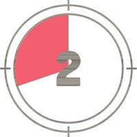 Red And Black 2 Countdown Icon Or Symbol In Flat Style. vector